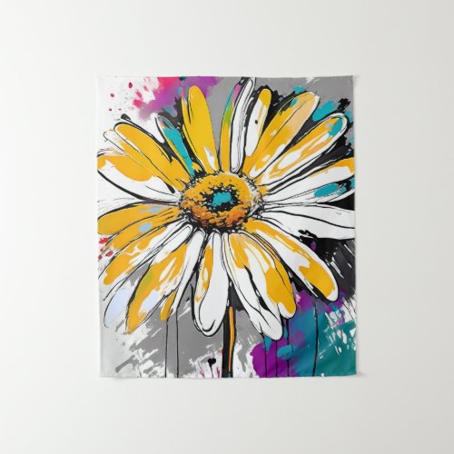 Daisy Flower Abstract Art Floral Colorful Bright Tapestry