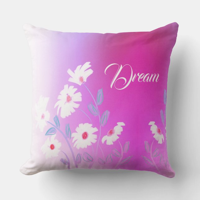 Daisy Flower Accented Throw Pillow (Front)