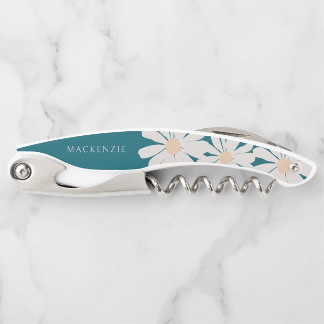 Daisy Flower add your name personalized Waiter's Corkscrew (Front)