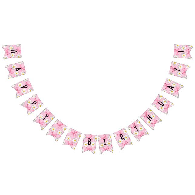 Daisy Flower and Bow Birthday Bunting Banner (All)