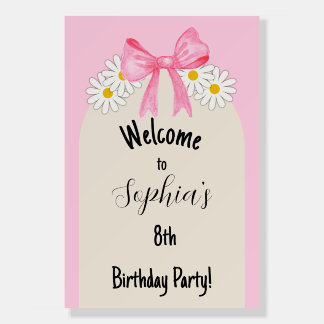 Daisy Flower and Bow Birthday Welcome Sign, Foam Board
