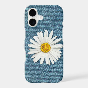 Daisy Flower Anti-War Peace Symbol Sign - Denim iPhone 17 Case