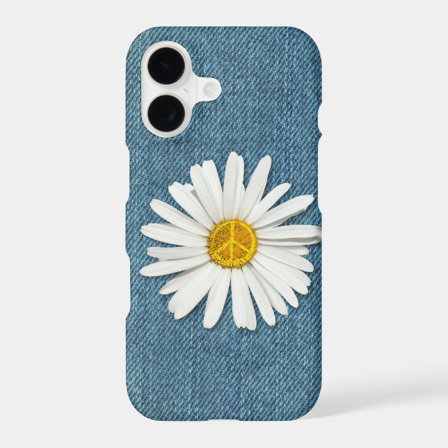 Daisy Flower Anti-War Peace Symbol Sign - Denim Case-Mate iPhone Case (Back)