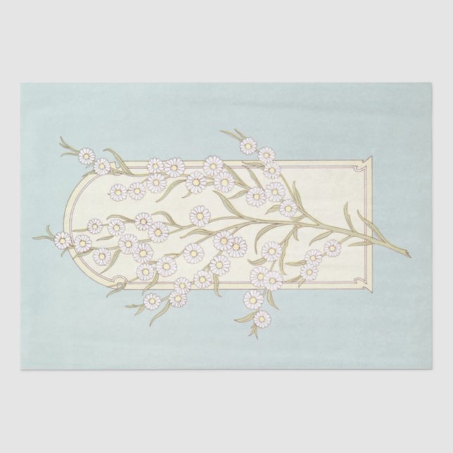 Daisy Flower Arch Teal Blue Decoupage Art Tissue Paper (Front)