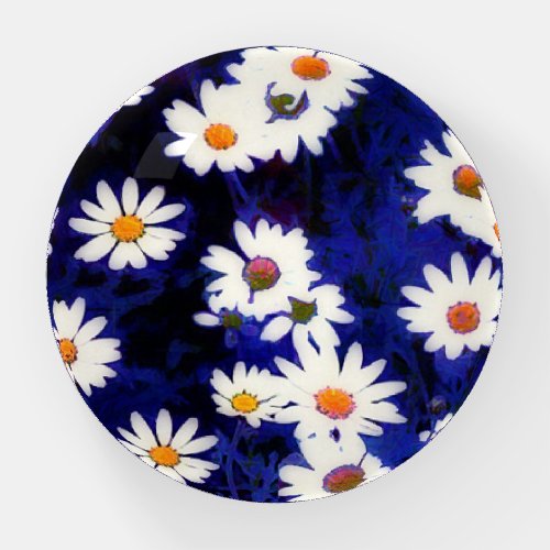 Daisy Flower Art Glass Paperweight