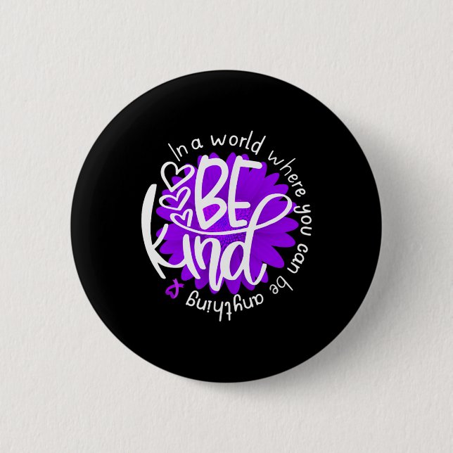 Daisy Flower Be Kind Purple Overdose Awareness Kin Button (Front)