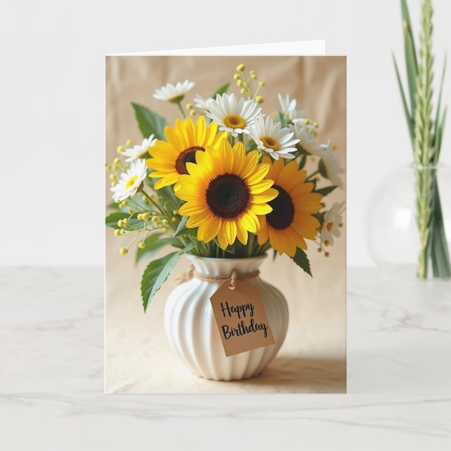 Daisy Flower Birthday Card (Front)