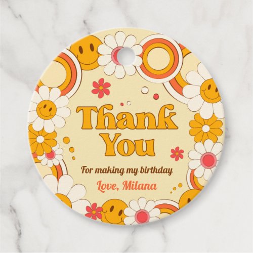 Daisy Flower Birthday Circle Thank You Tag