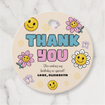 Daisy Flower Birthday Party Circle Thank You Tag