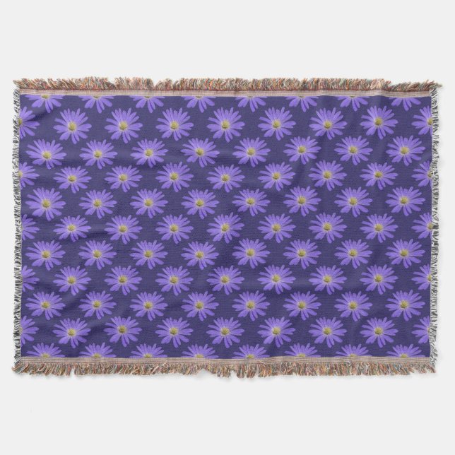 Daisy Flower Blanket Purple Daisies Throw Blanket (Front)