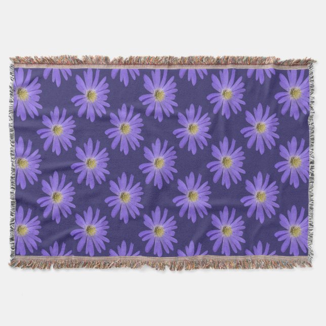 Daisy Flower Blanket Purple Daisies Throw Blanket (Front)