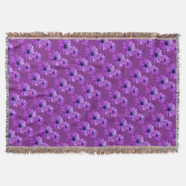 Daisy Flower Blanket Purple Daisies Throw Blanket (Front)