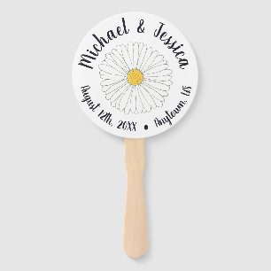 Daisy Flower Blossom Daisies Wedding Program Hand Fan