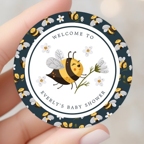Daisy Flower Bumblebee Bee Baby Shower Classic Round Sticker