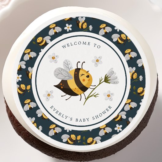 Daisy Flower Bumblebee Bee Baby Shower Edible Frosting Rounds