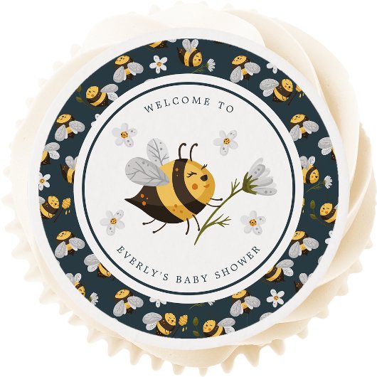 Daisy Flower Bumblebee Bee Baby Shower Edible Frosting Rounds