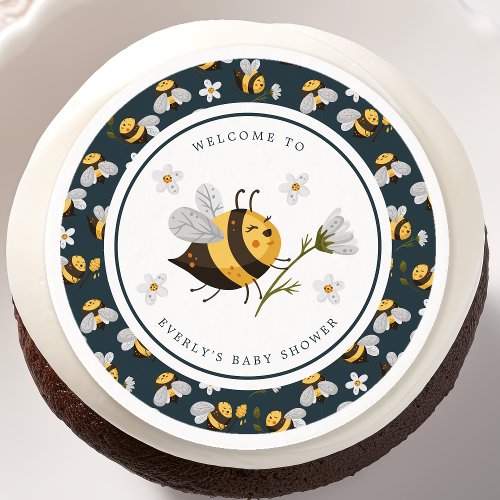 Daisy Flower Bumblebee Bee Baby Shower Edible Frosting Rounds