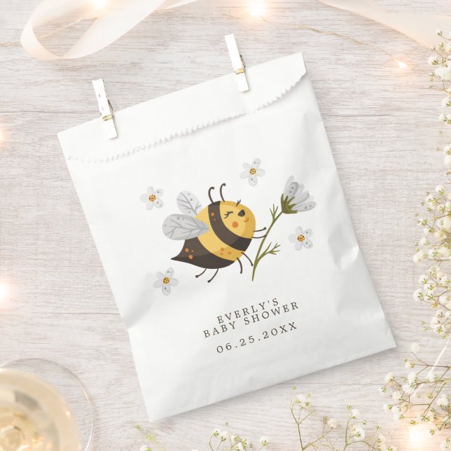 Daisy Flower Bumblebee Bee Baby Shower Favor Bag (Clipped)