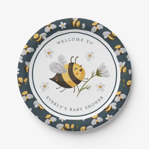 Daisy Flower Bumblebee Bee Baby Shower Paper Plates