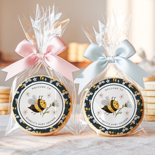 Daisy Flower Bumblebee Bee Baby Shower Sugar Cookie