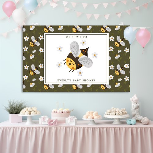 Daisy Flower Bumblebee Bee Green Baby Shower Banner