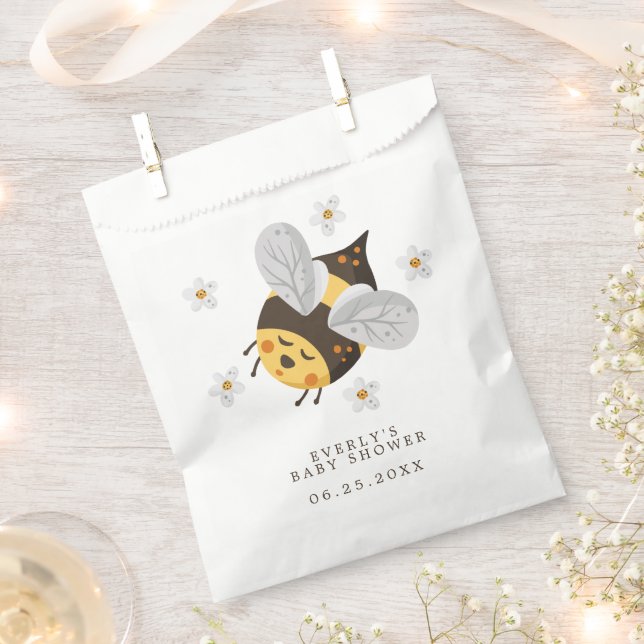 Daisy Flower Bumblebee Bee Green Baby Shower Favor Bag (Clipped)