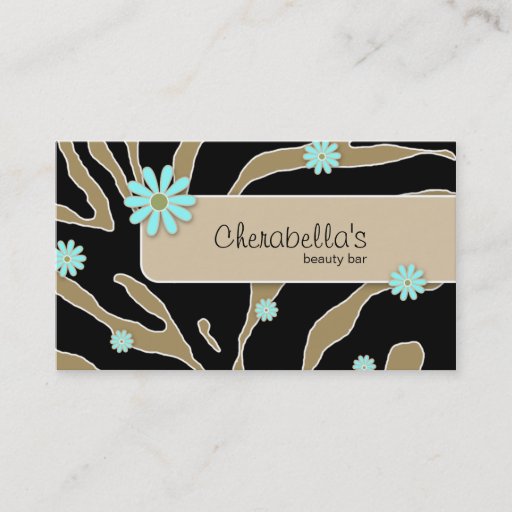 Customizable Daisy Flower Business Card Zebra Khaki BB