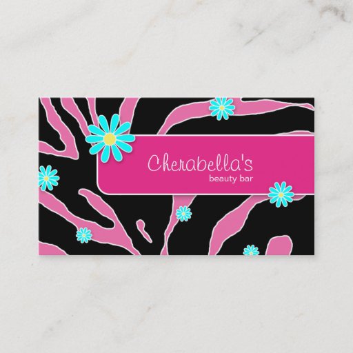 Customizable Daisy Flower Business Card Zebra Pink PB