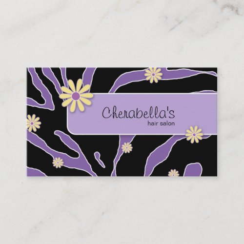 Daisy Flower Business Card Zebra Purple YB