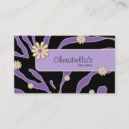 Customizable Daisy Flower Business Card Zebra Purple YB