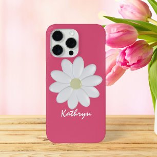 Daisy Flower Candy Pink Modern Floral iPhone 15 Pro Max Case