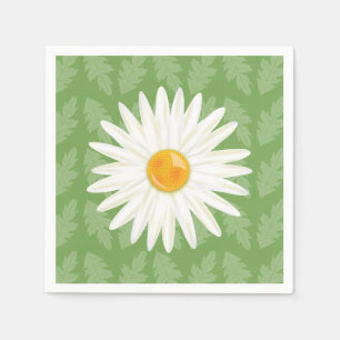 Daisy Flower Cartoon Illustration On Green Napkins