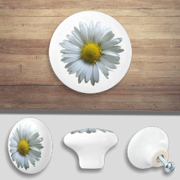 Daisy Flower Ceramic Cabinet Drawer Knob Pull