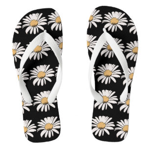 Daisy (Flower) - Custom Adult, Wide Straps Flip Flops