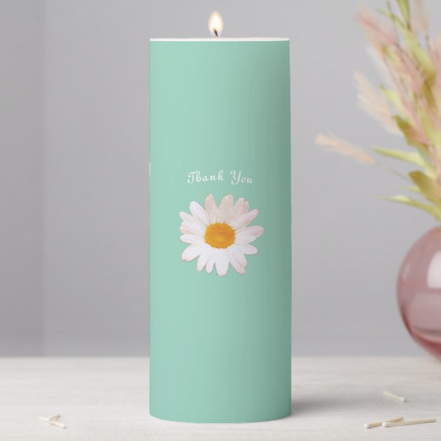 Daisy Flower Dream – Summer Botanical Thank You Pillar Candle (In Situ)