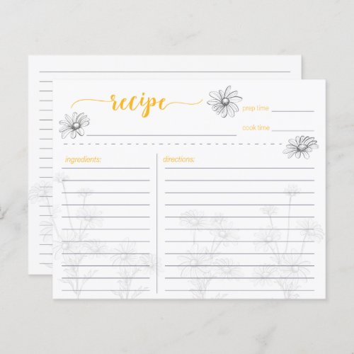 Daisy Flower Field Recipe Card