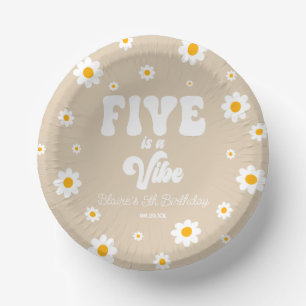 Daisy Flower Five Is A Vibe 5th Birthday Party Paper Bowls