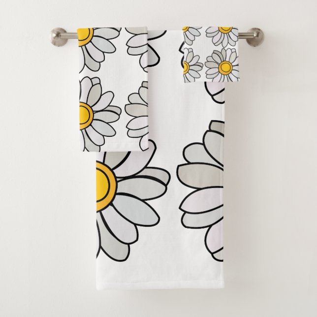Daisy Flower Floral Daisy  Bath Towel Set (Insitu)