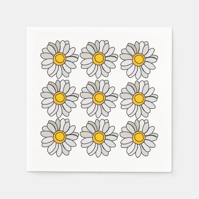 Daisy Flower Floral Daisy Party Napkins (Front)
