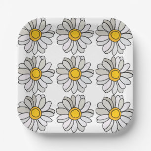 Daisy Flower Floral Daisy Party Paper Plates