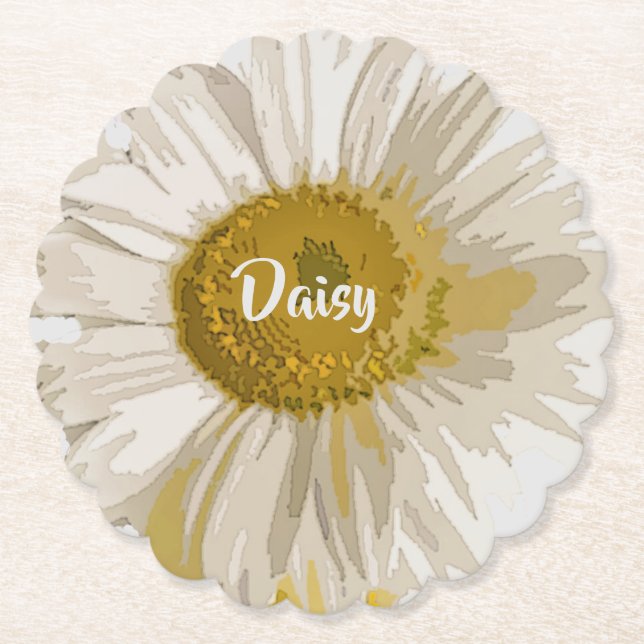 Daisy Flower Floral Design Paper Coaster (Front)