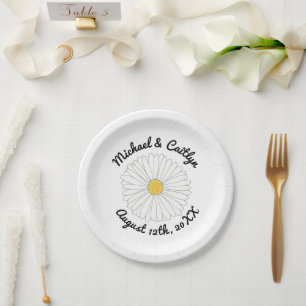 Daisy Flower Floral Garden Bridal Shower Wedding Paper Plates