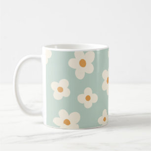 Daisy flower floral green pattern pastel colors coffee mug