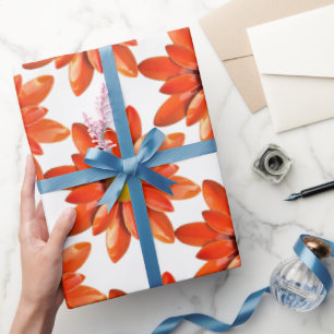 Daisy Flower - Floral Spring Summer Garden Orange Wrapping Paper