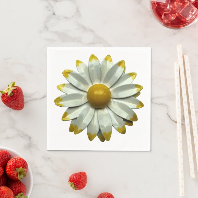 Daisy Flower - Floral Spring Summer Garden Wedding Napkins (Insitu)