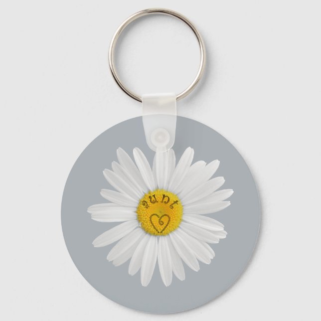 Daisy Flower For Aunt Art Customize Background Keychain (Front)