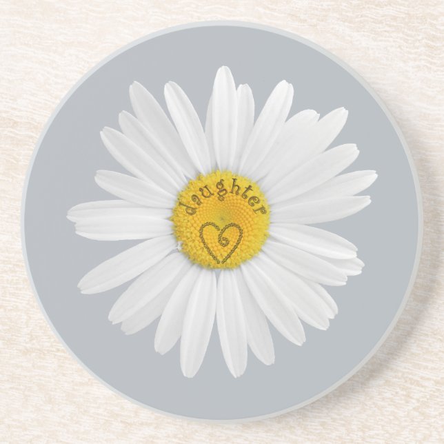 Daisy Flower For Daughter Art Customize Background Drink Coaster (Front)