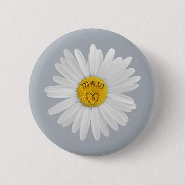 Daisy Flower For Mom Art Customize Background Pinback Button (Front)