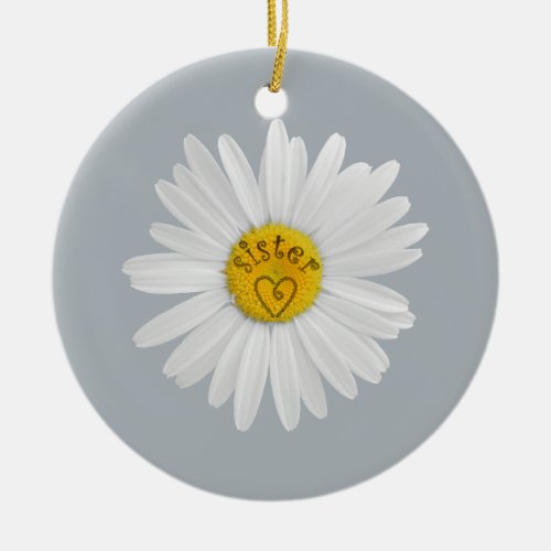 Daisy Flower For Sister Art Customize Background Ceramic Ornament