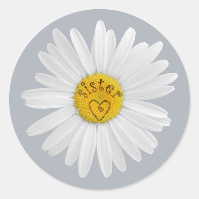 Daisy Flower For Sister Art Customize Background Classic Round Sticker (Front)